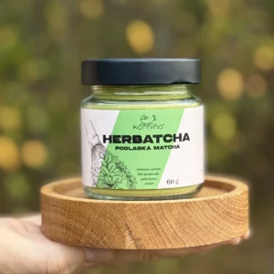 Herbatcha, podlaska matcha Kornino 60 g w słoiczku z finalną etykietą